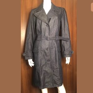 GAP Womens Sz Large Blue Denim Trench Coat